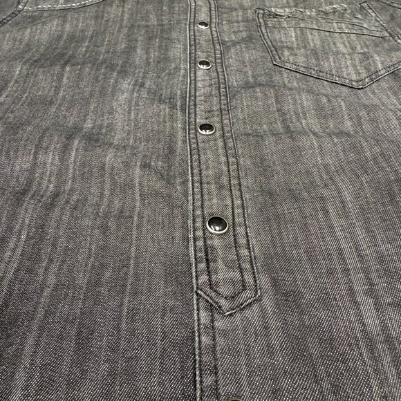 Men's AKADEMIKS AKDMS Long Sleeve Streetwear Black Chambray‎ Shirt- Size M - Picture 6 of 10